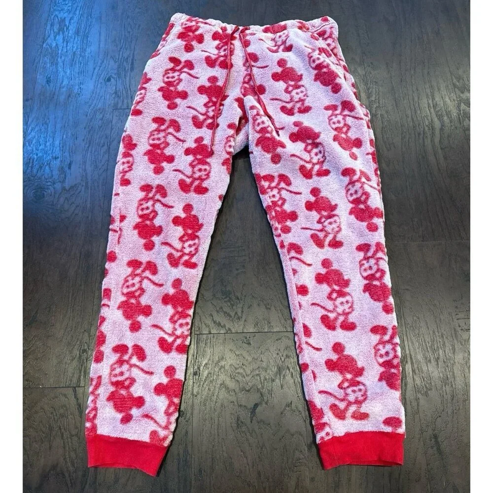Disney Womens 2 Piece Fleece Jogger Lounge Set Mickey Mouse‎ Red - Picture 4 of 4